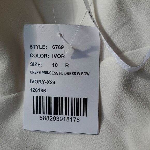 After Six Women's Ivory One Shoulder Bow Crepe Floor length Trumpet Dress Size 1 - Picture 5 of 6